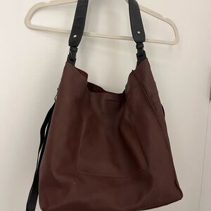 Allsaints Elegant Brown Leather Tote Bag